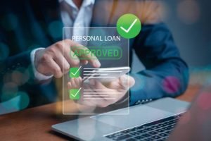 Digital confirmation of personal loan approval on the screen by Private Funding Loans.